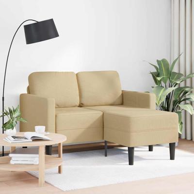 2-zitsbank met chaise L-vorm 125 cm linnen lichtgroen grijs