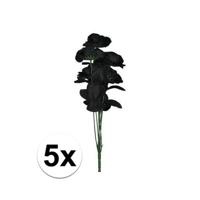 Bosje met 6 zwarte rozen - 5x - Halloween decoraties - 38 cm - Verkleedaccessoires - dode bloemen