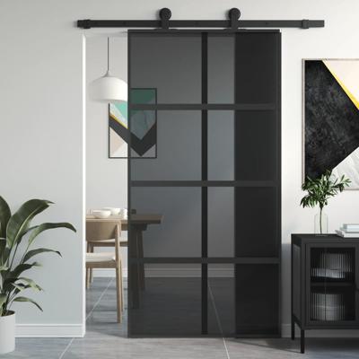 VidaXL Schuifdeur 102,5x205 cm gehard glas en aluminium zwart