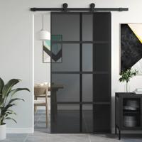 VidaXL Schuifdeur 102,5x205 cm gehard glas en aluminium zwart