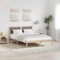 Bedframe met hoofdeinde Taupe 140 x 190 cm Massief grenenhout