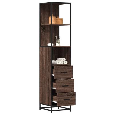 Badkamerkast 35x37,5x166 cm bewerkt hout bruin eikenkleur