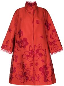 SHIATZY CHEN manteau brodé à col en dentelle - Rouge