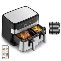 Tefal EY905D Easy Fry & Grill Dual Heteluchtfriteuse 8.3L 2700W RVS/Zwart - thumbnail