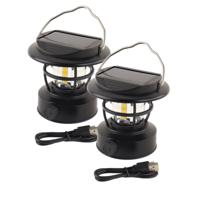 HIXA Kampeerlamp - Stormlantaarn - Campinglamp - LED - Solar - Oplaadbaar - 2 stuks - thumbnail