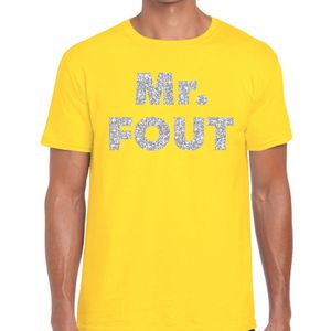 Mr. Fout zilveren glitter tekst t-shirt geel heren