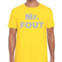 Mr. Fout zilveren glitter tekst t-shirt geel heren - thumbnail