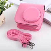 Retro stijl full body camera PU lederen case tas met riem voor FUJIFILM Instax Mini 9/Mini 8 PLUS/Mini 8 (roze)