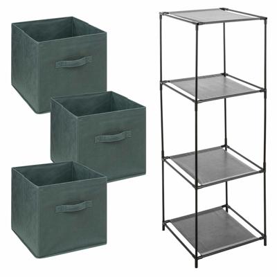 Opbergkastje Smartrack met kastmanden - 3x mandjes van stof - olijfgroen - 34 x 98 cm Opbergkastje Smartrack met kastmanden - 3x mandjes van stof - olijfgroen - 34 x 98 cm