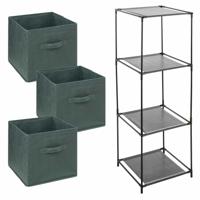Opbergkastje Smartrack met kastmanden - 3x mandjes van stof - olijfgroen - 34 x 98 cm Opbergkastje Smartrack met kastmanden - 3x mandjes van stof - olijfgroen - 34 x 98 cm
