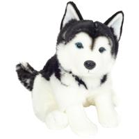 Knuffeldier hond Husky - zachte pluche stof - premium kwaliteit knuffels - grijs/wit - 30 cm - thumbnail