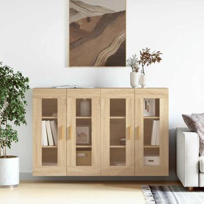 Hangkasten 2 st bewerkt hout sonoma eikenkleurig