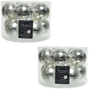 20x Zilveren glazen kerstballen 6 cm glans en mat