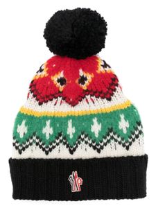 Moncler Grenoble bonnet intarsia à pompon - Noir