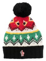 Moncler Grenoble bonnet intarsia à pompon - Noir - thumbnail