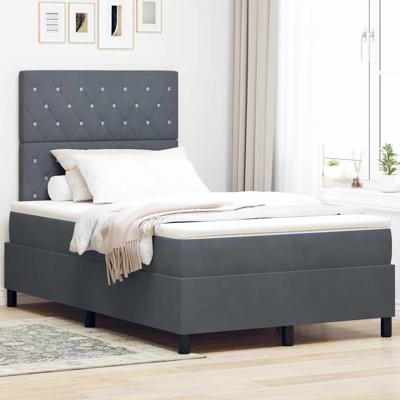 Boxspring bed met matras Donkergrijs 120 x 190 cm Fluweel