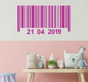 Babykamer muurstickers Barcode verjaardag