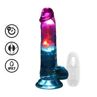 RealRock by Shots LED Vibrerende Rechte Penis met Ballen - 7 / 18 cm - Transparant - thumbnail