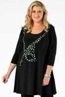 Yoek Shirt wide bot stenen | Zwart | Maat XL
