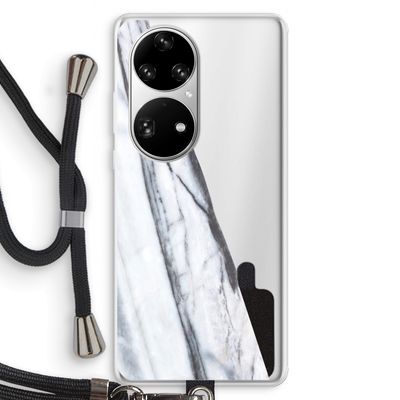 Gestreepte marmer: Huawei P50 Pro Transparant Hoesje met koord
