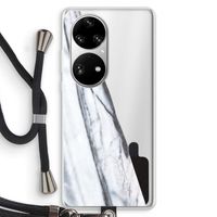 Gestreepte marmer: Huawei P50 Pro Transparant Hoesje met koord