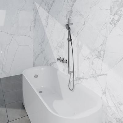 Fortifura Nebbio Badcombinatie-set - thermostaatkraan - inbouwdeel - glijstang - gladde doucheslang - ronde handdouche - badafvoer opbouw - chroom SW1183064 SW1111526 SW706209 SW496814 SW1108811 SW