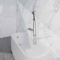 Fortifura Nebbio Badcombinatie-set - thermostaatkraan - inbouwdeel - glijstang - gladde doucheslang - ronde handdouche - badafvoer opbouw - chroom SW1183064 SW1111526 SW706209 SW496814 SW1108811 SW