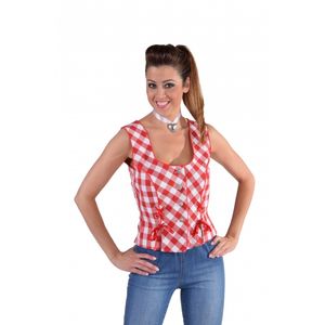 Tiroler Oktoberfest shirt mouwloos rood