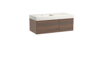 Storke Edge zwevend badmeubel 110 x 52 cm notenhout met Mata High asymmetrisch linkse wastafel in solid surface mat wit - thumbnail