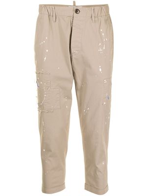 Ports V pantalon crop à effet taches de peinture - Marron