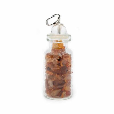 2e Chakra Fles Hanger Rode Carneool met Bergkristal