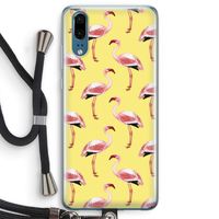 Flamingo's geel: Huawei P20 Transparant Hoesje met koord