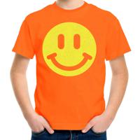 Verkleed T-shirt voor jongens - smiley - oranje - carnaval - feestkleding voor kinderen - thumbnail