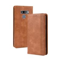 Magnetische Buckle retro Crazy Horse textuur horizontale Flip lederen case voor LG K50/LG q60 met houder & kaartsleuven & fotolijstjes (bruin)