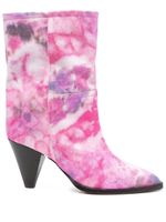 ISABEL MARANT bottines en jean à imprimé tie dye - Rose