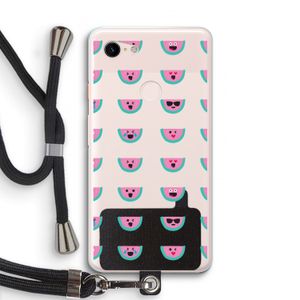 Smiley watermeloenprint: Pixel 3 XL Transparant Hoesje met koord