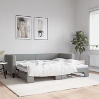 Slaapbank met onderschuifbed 80x200 cm stof lichtgrijs
