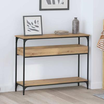 Wandtafel artisanaal eikenkleurig 100 x 29 x 75 cm Bewerkt hout