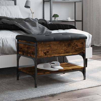 Schoenenbank 62x42x45 cm bewerkt hout gerookt eikenkleurig