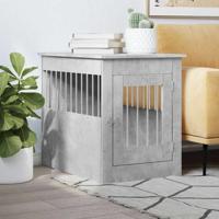 VidaXL Hondenbench 55 x 80 x 68 cm bewerkt hout betongrijs VidaXL Hondenbench 55 x 80 x 68 cm bewerkt hout betongrijs