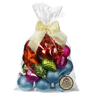 Kerstballen en ornamenten - 30x - kunststof - gekleurd -in giftbag