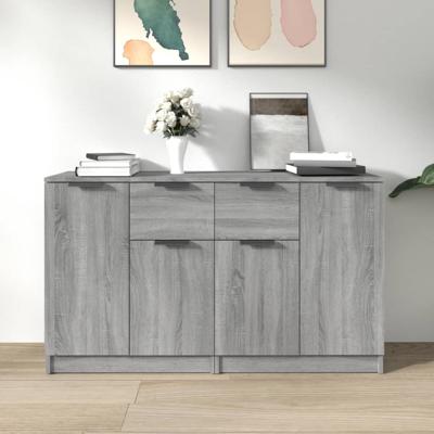 Dressoirs 2 st 60x30x70 cm bewerkt hout grijs sonoma eiken