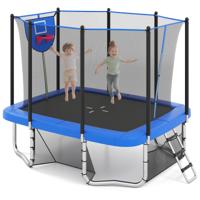 Rechthoekige Trampoline voor Buiten 317 x 255 CM met Basketbalring Voetbaldoel Antislip Ladder Veiligheidsnet en Roestvrij Stalen Frame