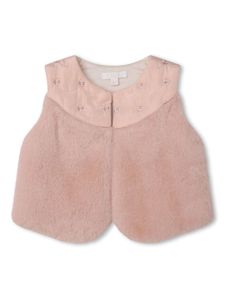 Chloé Kids veston en fourrure artificielle à fleurs brodées - Rose