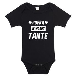 Hoera je wordt tante cadeau baby rompertje zwart meisjes/jongens