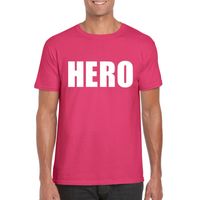 Hero tekst t-shirt roze heren - thumbnail