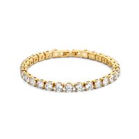 Tennisarmband staal-zirconia goudkleurig-wit 5,0 mm 18 cm