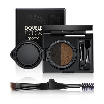 GECOMO dubbele luchtkussen wenkbrauw make-up kleurstof kleurenpalet met wenkbrauw borstel (grijs)