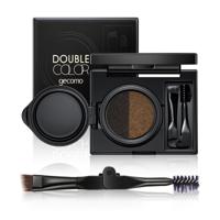 GECOMO dubbele luchtkussen wenkbrauw make-up kleurstof kleurenpalet met wenkbrauw borstel (grijs)
