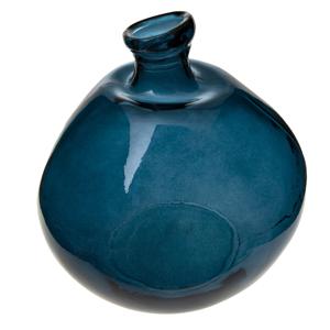 Atmosphera bloemenvaas Genua - Organische bol fles vorm - blauw transparant - glas - 33 x 32 cm